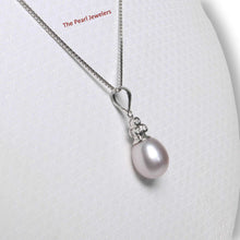 Load image into Gallery viewer, Lavender Pearl Pendant – 14k White Gold + Diamonds
