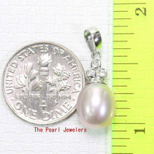 Load image into Gallery viewer, Lavender Pearl Pendant – 14k White Gold + Diamonds