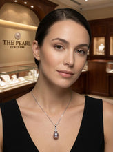 Load image into Gallery viewer, Lavender Pearl Pendant – 14k White Gold + Diamonds
