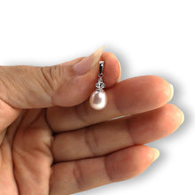 Load image into Gallery viewer, Lavender Pearl Pendant – 14k White Gold + Diamonds