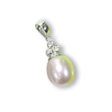 Load image into Gallery viewer, Lavender Pearl Pendant – 14k White Gold + Diamonds
