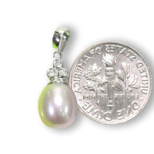 Load image into Gallery viewer, Lavender Pearl Pendant – 14k White Gold + Diamonds