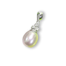 Load image into Gallery viewer, Lavender Pearl Pendant – 14k White Gold + Diamonds