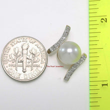 Load image into Gallery viewer, White Pearl Pendant – 14k Yellow Gold + 12 Diamonds “H” Design