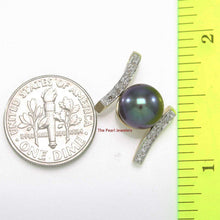 Load image into Gallery viewer, Black Pearl Pendant – 14k Yellow Gold “H” Design + 12 Diamonds