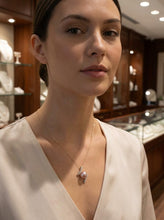 Load image into Gallery viewer, Lavender Pearl Pendant – 14k Yellow Gold “H” Style + 12 Diamonds