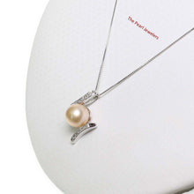Load image into Gallery viewer, Pink Pearl Pendant – 14k White Gold “H” Frame + 12 Diamonds