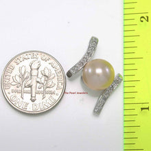 Load image into Gallery viewer, Pink Pearl Pendant – 14k White Gold “H” Frame + 12 Diamonds