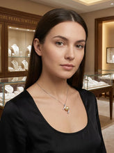 Load image into Gallery viewer, Pink Pearl Pendant – 14k White Gold “H” Frame + 12 Diamonds