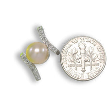 Load image into Gallery viewer, Pink Pearl Pendant – 14k White Gold “H” Frame + 12 Diamonds