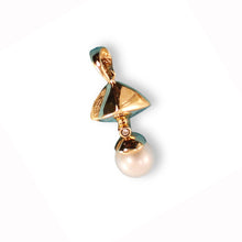 Load image into Gallery viewer, White Pearl Pyramid Pendant – 14k Yellow Gold + Diamond Tip