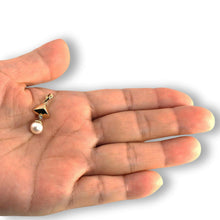 Load image into Gallery viewer, White Pearl Pyramid Pendant – 14k Yellow Gold + Diamond Tip