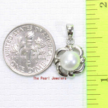 Load image into Gallery viewer, White Pearl Wave Square Pendant – 14k White Gold