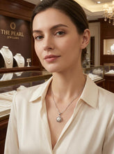 Load image into Gallery viewer, White Pearl Wave Square Pendant – 14k White Gold
