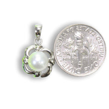 Load image into Gallery viewer, White Pearl Wave Square Pendant – 14k White Gold