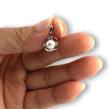 Load image into Gallery viewer, White Pearl Wave Square Pendant – 14k White Gold