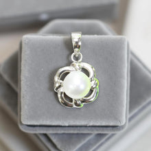Load image into Gallery viewer, White Pearl Wave Square Pendant – 14k White Gold