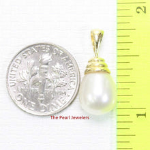 Load image into Gallery viewer, Raindrop Pearl Bell Pendant – 14k Yellow Gold
