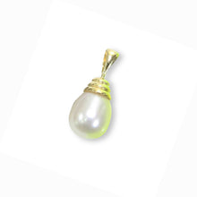 Load image into Gallery viewer, Raindrop Pearl Bell Pendant – 14k Yellow Gold
