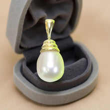 Load image into Gallery viewer, Raindrop Pearl Bell Pendant – 14k Yellow Gold