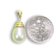 Load image into Gallery viewer, Raindrop Pearl Bell Pendant – 14k Yellow Gold