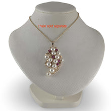 Load image into Gallery viewer, Baroque Pearl Grape Pendant – 14k Yellow Gold + Ruby + Diamond