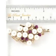 Load image into Gallery viewer, Baroque Pearl Grape Pendant – 14k Yellow Gold + Ruby + Diamond