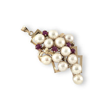 Load image into Gallery viewer, Baroque Pearl Grape Pendant – 14k Yellow Gold + Ruby + Diamond