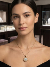 Load image into Gallery viewer, White Pearl Pendant – 14k Yellow Gold Encircles Design