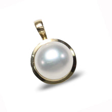 Load image into Gallery viewer, White Pearl Pendant – 14k Yellow Gold Encircles Design