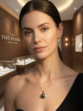 Load image into Gallery viewer, Black Pearl Pendant – 14k Yellow Gold Encircles Design