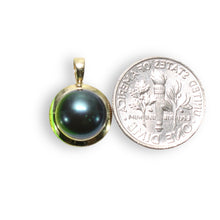 Load image into Gallery viewer, Black Pearl Pendant – 14k Yellow Gold Encircles Design