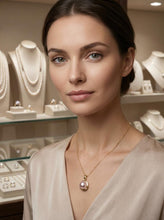Load image into Gallery viewer, Lavender Pearl Pendant – 14k Yellow Gold Encircles Design