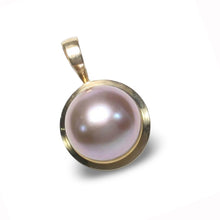 Load image into Gallery viewer, Lavender Pearl Pendant – 14k Yellow Gold Encircles Design