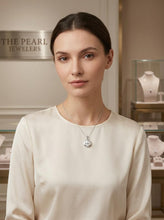 Load image into Gallery viewer, White Pearl Pendant – 14k White Gold Encircles Design