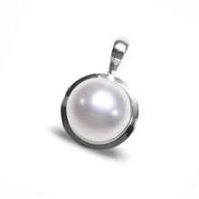 Load image into Gallery viewer, White Pearl Pendant – 14k White Gold Encircles Design