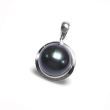 Load image into Gallery viewer, Black Pearl Pendant – 14k White Gold Encircles Design