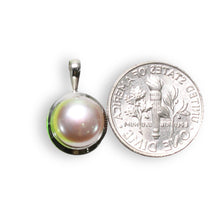 Load image into Gallery viewer, Lavender Pearl Pendant – 14k White Gold Encircles Design