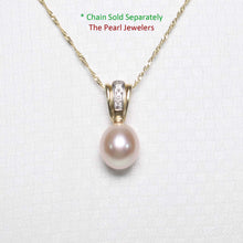 Load image into Gallery viewer, Pink Raindrop Pearl Pendant – 14k Yellow Gold + Diamond Bail