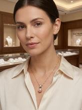 Load image into Gallery viewer, Pink Raindrop Pearl Pendant – 14k Yellow Gold + Diamond Bail