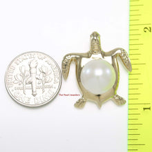 Load image into Gallery viewer, White Pearl Sea Turtle Pendant – 14k Yellow Gold