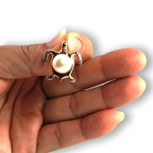 Load image into Gallery viewer, White Pearl Sea Turtle Pendant – 14k Yellow Gold