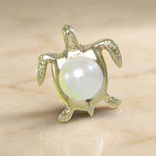 Load image into Gallery viewer, White Pearl Sea Turtle Pendant – 14k Yellow Gold