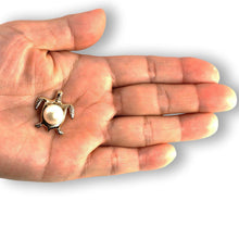 Load image into Gallery viewer, White Pearl Sea Turtle Pendant – 14k Yellow Gold