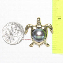 Load image into Gallery viewer, Black Pearl Turtle Pendant – 14k Yellow Gold (Hawaiian Honu)