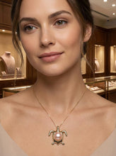 Load image into Gallery viewer, Pink Pearl Turtle Pendant – 14k Yellow Gold (Hawaiian Honu)