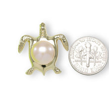Load image into Gallery viewer, Pink Pearl Turtle Pendant – 14k Yellow Gold (Hawaiian Honu)