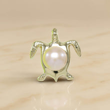 Load image into Gallery viewer, Pink Pearl Turtle Pendant – 14k Yellow Gold (Hawaiian Honu)
