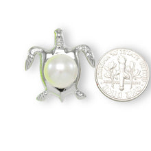Load image into Gallery viewer, White Pearl Turtle Pendant – 14k White Gold (Hawaiian Honu)