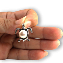 Load image into Gallery viewer, White Pearl Turtle Pendant – 14k White Gold (Hawaiian Honu)